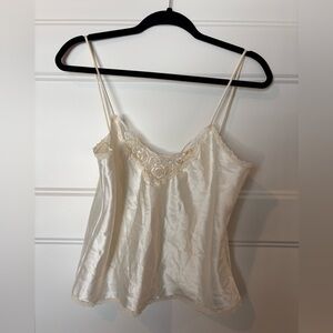 Vintage Lady Manhattan Camisole Silky Ivory White  Lace Size M Lingerie Bridal